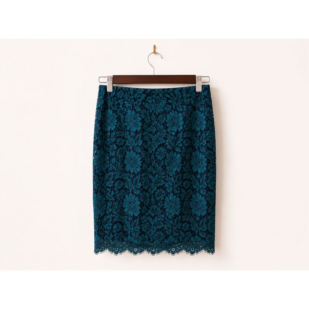 Banana Republic Teal Floral Lace Pencil Skirt | Size 0 | NWT